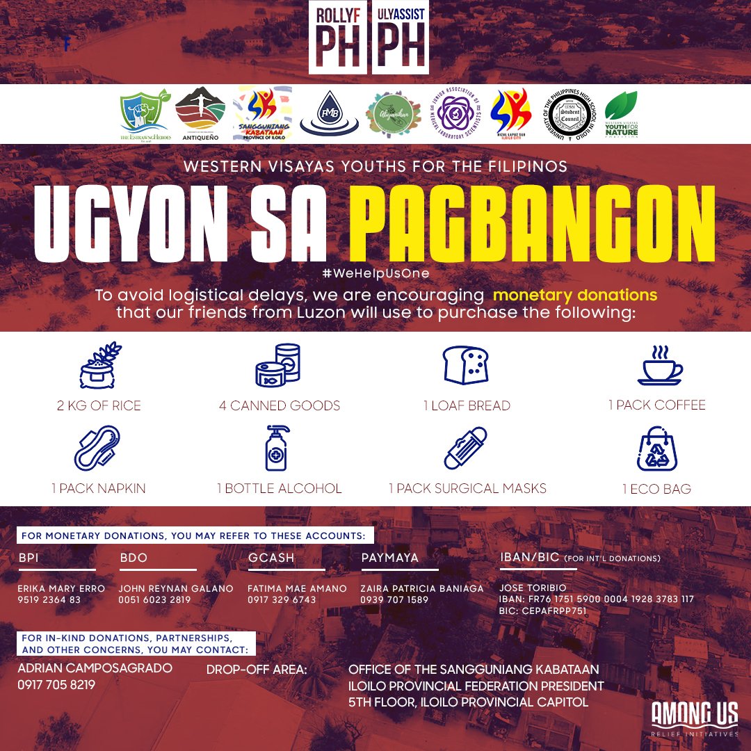 UPV_Negrense's tweet image. WESTERN VISAYAS YOUTHS FOR THE FILIPINOS
UGYON SA PAGBANGON #WeHelpAsOne

Tuloy-tuloy ang ating relief operations para sa mga nasalanta ng bagyong Rolly at nitong Bagyong Ulysses!