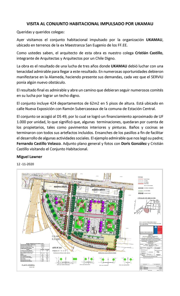 arquitectxschd's tweet photo. Difundimos texto de @miguellawner de su reciente visita al Conjunto Habitacional "COMUNIDAD UKAMAU I" junto a @doris_gonzalez_ y al colega Cristián Castillo.
Claro que se puede hacer comunidad ‼️
@inviuchile @CENDA_chile @UkamauChile @cndu_chile @Minvu @defensaciudad @colegioarq https://t.co/fdFkU4P21c