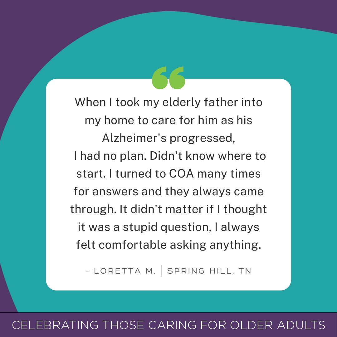 agewelltn's tweet photo. You are not alone if you are providing care for a family member. View our directory of resources at https://t.co/hkes817s92.

#familycaregiver #NFCMonth https://t.co/Zp5jjHnn82