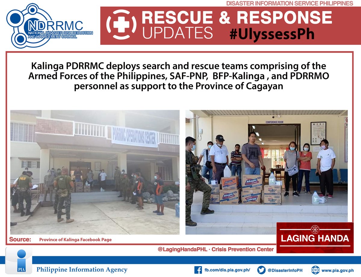 DisasterInfoPH's tweet photo. LOOK: Kalinga PDRRMC deploys search and rescue teams as support to the Province of Cagayan.
#HatidTulong #UlyssesPh #LagingHanda https://t.co/aojjBAZn4H