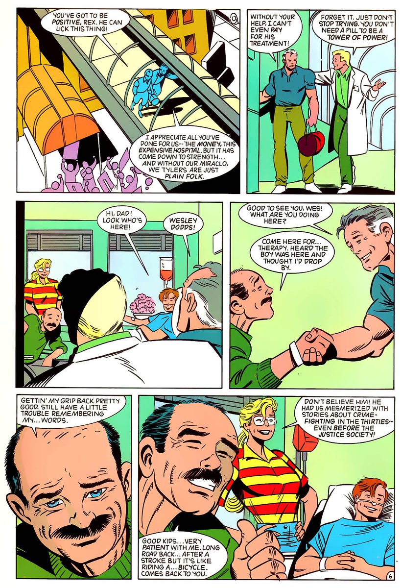 Rick would develop cancer, it was changed later but we will get to that. Rick father was rocking with the Justice Society as a member but the editor Mike Carlin thought no one would want to read about the JSA and well...thinks did not go well for Rex.