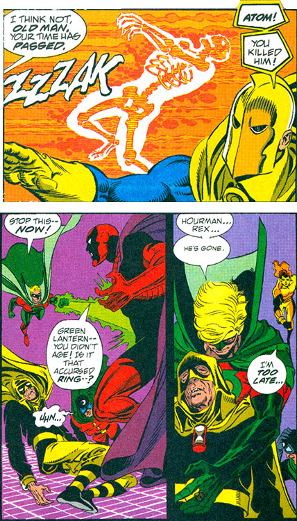 Rex was killed off IN ZERO hour, with other JSA member while this was bad at the time it did lead to a weird fallout of them becoming more IMPORTANT for storylines going foreward with there legacies and the eventual JSA series but Hourman was gone...or so we thought.