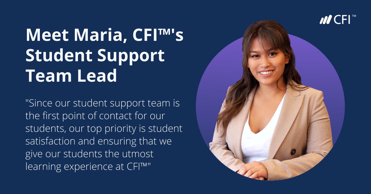 All students at CFI have access to our dedicated Support Team who work around the clock to ensure the best learning experience for all of our students. Meet Maria, who is our Student Support Team Lead.

#StudentSupport #eLearning #CompanyCulture #Values #Team #Finance #TechCanada