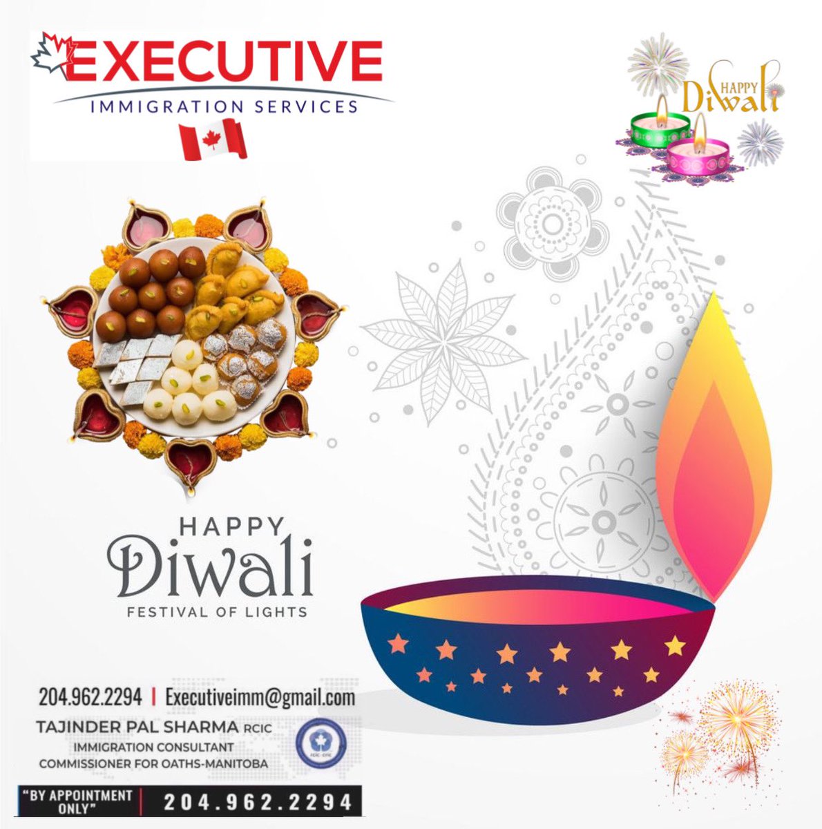 CanadaExecutive's tweet photo. ਆਓ ਸੁਰੱਖਿਅਤ ਤਿਉਹਾਰ ਮਨਾਈਏ ।                   
Here're sending across our warm and best wishes to you &amp; yours family on the auspicious day of Diwali.               
 -The Executive Team
 (For all your Immigration Matters) https://t.co/FXStOAFAgx