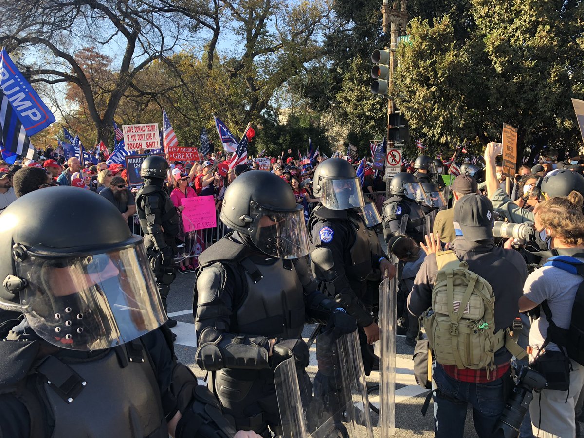 The scene here near the Supreme Court, where Trump supporters and counter protesters are screaming at one another — the US Capitol looming in the background