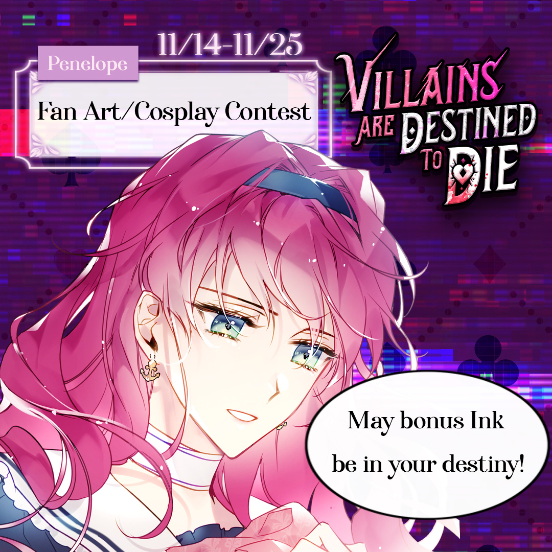 tapas_app's tweet photo. May bonus Ink be in your destiny!✨ Swipe left to learn how to enter today!👀 #VADDcontest
New episode of Villains are Destined to Die is up today!💖 https://t.co/Apbbws9ERj https://t.co/XLONo5dP7W