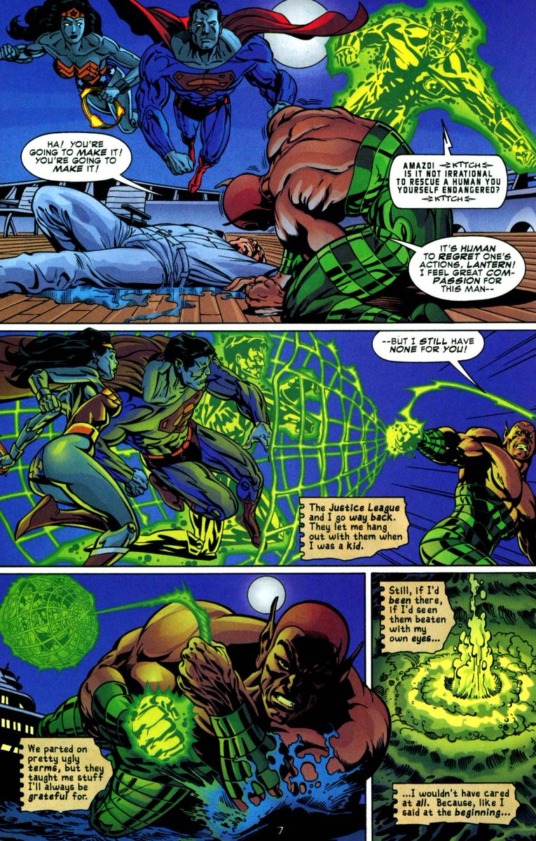 One of the best subplots in the book is Amazon stealing humanity from people, and him starting to want to be human like Hourman pulling in so many different darker directions. I'm not going to spoil what happens but honestly it's a good twist.