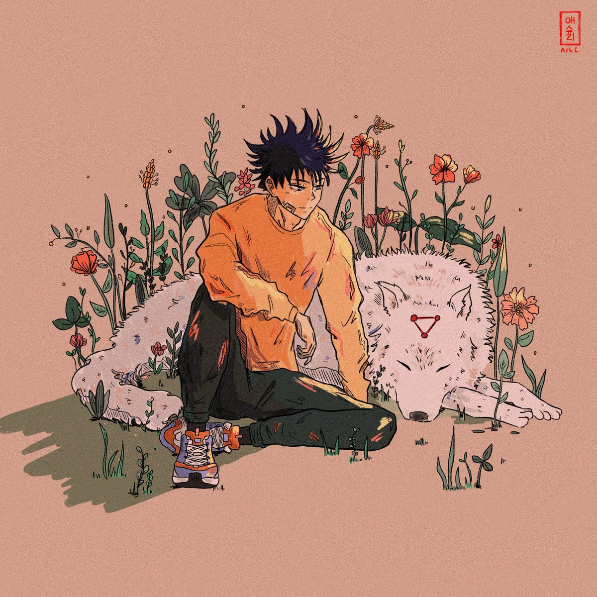 aechungg's tweet image. Sunbathing with the Shikigami 🐺

#JujutsuKaisen #jujutsukaisenfanart
