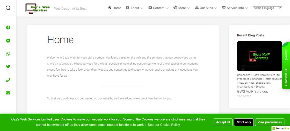 GazsWebServices's tweet photo. Our website is now back up and running, we've updated the Cookie policy and have added more information about our company to the footer text where most companies do the same. We've attached some pictures showing the changes, but you can see it by going to https://t.co/Rh4yYBD2Vb https://t.co/WBxR2Tg91b