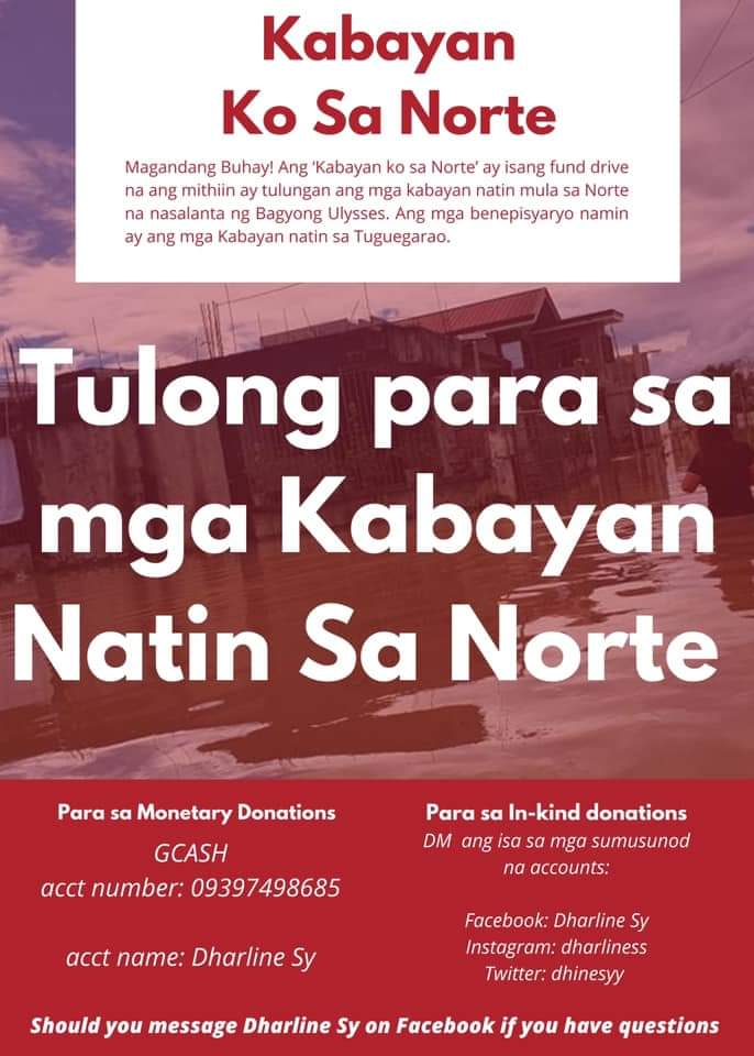 soukokuuwu's tweet image. hello moots! a friend of mine started a fund drive named Kabayan ko sa Norte. Its goal is to earn money/accumulate goods for our beneficiary in tugegarao. if you wanna donate just send to my gcash or pm Dharline Sy. if you cant it’s ok too!! prayers will help ❤️
#CagayanNeedHelp