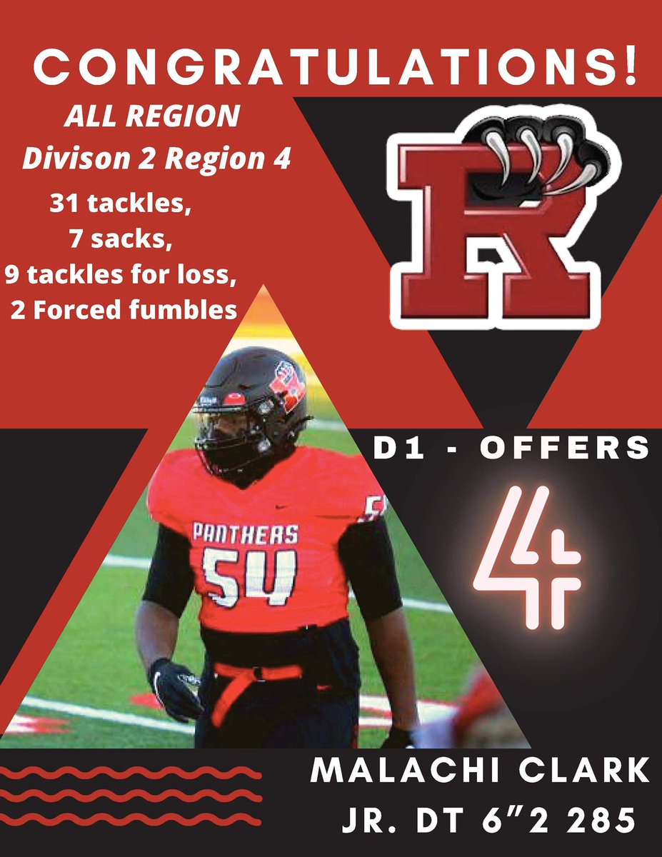 RVille_Football's tweet photo. Congratulations to Junior Defensive Tackle Malachi Clark on making the All Region team. @MalachiClark54 @michiganhsfca https://t.co/6tKpOycERr