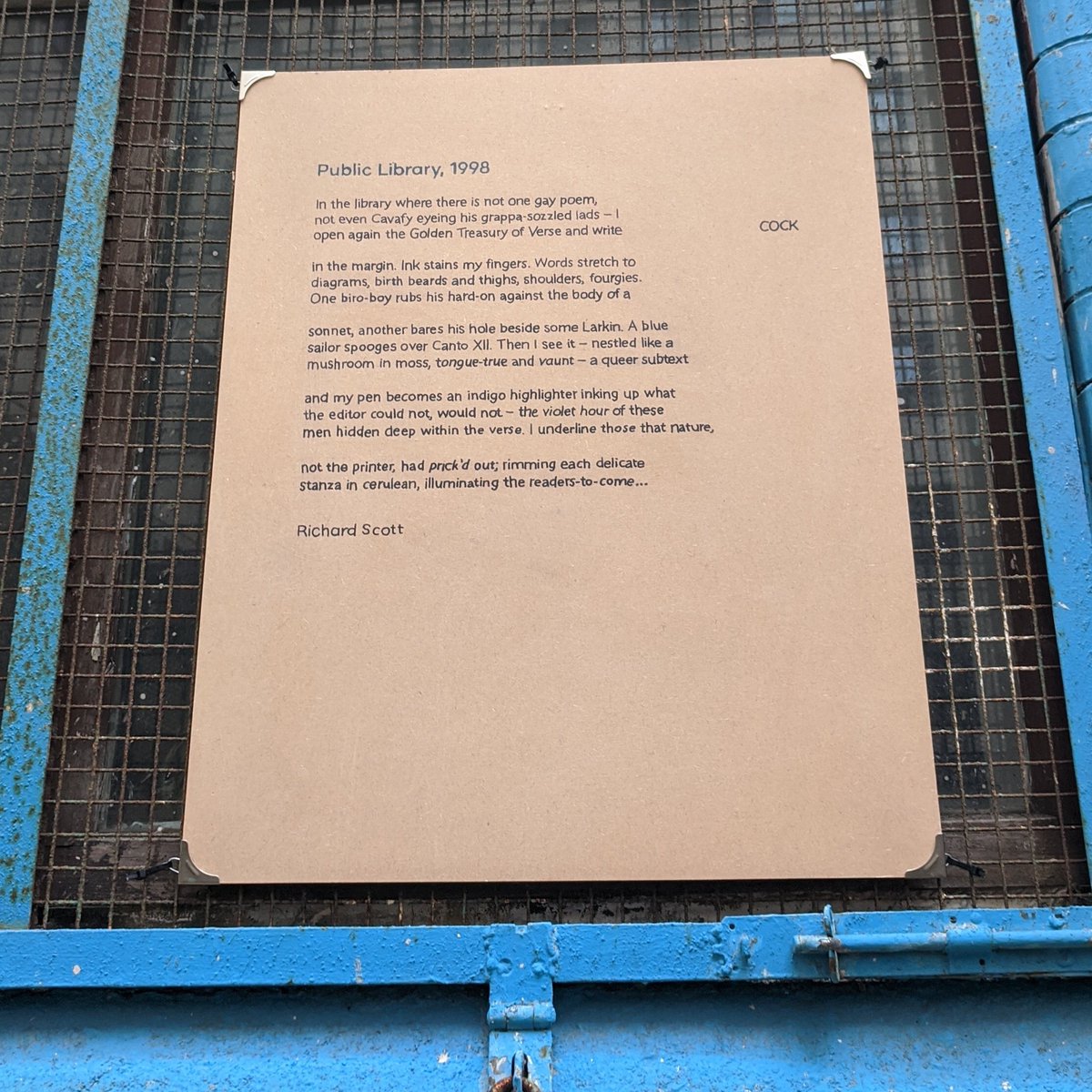 magmidd's tweet photo. This poem by Richard Scott resonated with me especially - thinking about queer heritage and #queermuseums. https://t.co/SoG7tqWNBU