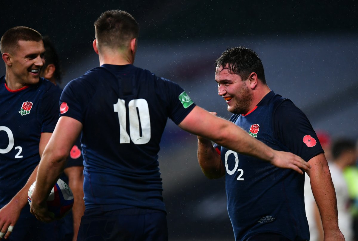 rugbyontnt's tweet photo. Front-row players scoring a hat-trick, you love to see it ๐
Jamie George bags himself three tries against Georgia!
#ENGGEO https://t.co/wQXY7CshzC
