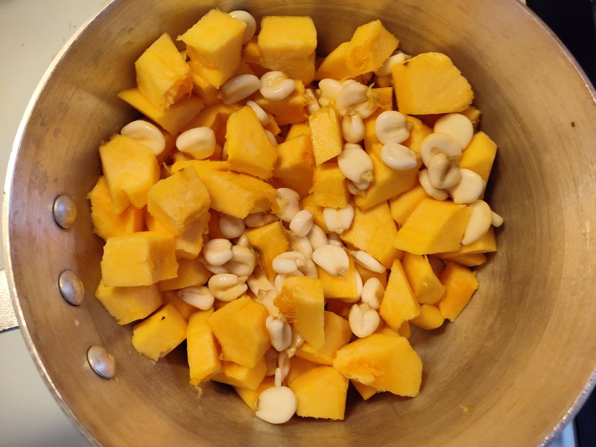 Add in 1 fairly large acorn squash, peeled and diced
