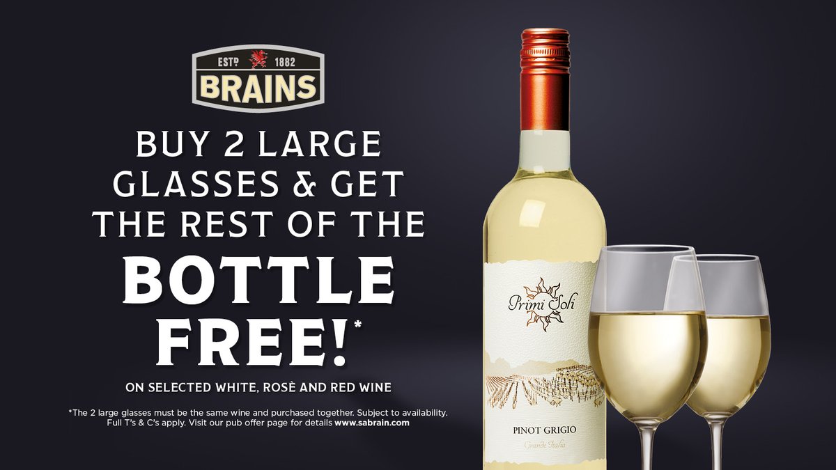 Buy 2 large glasses of wine and get the rest of the bottle free* 

T&amp;C apply!