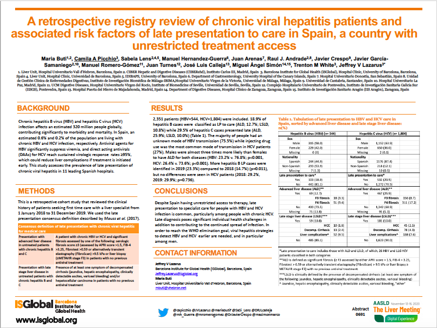 Tune in tomorrow morning at 8h EST for the MTE 28: HCV Microelimination: Local and Regional Advocacy section led by @swang8- i'll be speaking about our late presentation to hepatitis care in Spain poster on display during #TLMdX.  A great 2 yr collab with Spanish colleagues! 🙌