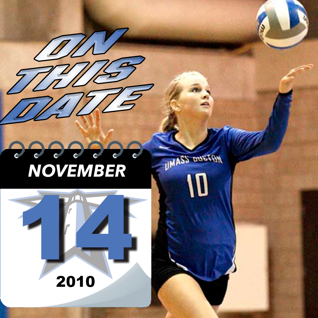 UMassBeacons's tweet photo. #OnThisDay in 2010, @UMassBostonVB won their first-ever NCAA Regional Championship with a 3-2 win over host Springfield College. Shannon Thompson (25 kills, 18 digs) and Corinne Porter (13 kills, 12 digs, 7 aces) each recorded double-doubles in the victory https://t.co/Ithv02z2QC https://t.co/EriLfQmQhI