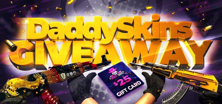 🎉$25 GIVEAWAY 🎉
⏳ ENDS IN 2 days. I will roll the winner on stream MONDAY! 
1. Follow me and <a href="/DaddyskinsCSGO/">DaddySkins</a> 
2. Retweet
3. Tag 2 friends, that’s it!
(Optional) Play on daddyskins under code “Gwap” daddyskins.com/promo-code/gwap (this will qualify you for future giveaways)

GL!(1/2)