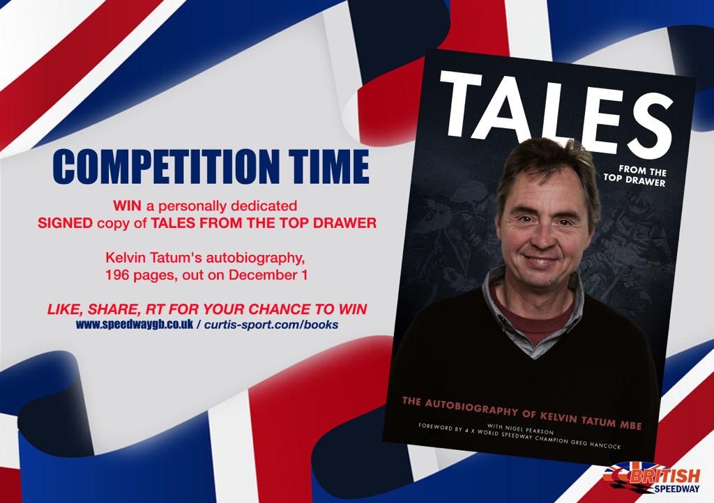 🚨📣| 𝗖𝗢𝗠𝗣𝗘𝗧𝗜𝗧𝗜𝗢𝗡 𝗧𝗜𝗠𝗘!

📚 Up for grabs is a personally dedicated and SIGNED copy of Kelvin Tatum’s autobiography.

To enter simply...
✅ FOLLOW <a href="/SpeedwayGB/">Official British Speedway</a>.
🔁 RETWEET this post.

You have 24-hours - GOOD LUCK!

<a href="/Kelvin_Tatum/">Kelvin Tatum MBE</a> | #britishspeedway🇬🇧