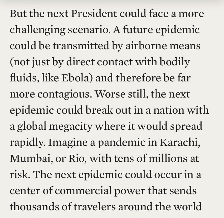 Prescient: this 2016 piece urging the next President to prepare for a pandemic. democracyjournal.org/magazine/40/co…

Remarkable: the person who wrote it is Biden’s incoming chief-of-staff, <a href="/RonaldKlain/">Ronald Klain</a>.