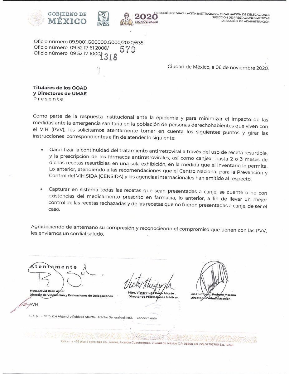 En <a href="/DVVIMSS/">DVVIMSS</a> celebramos el compromiso de <a href="/Tu_IMSS/">IMSS </a> para entrega de medicamentos para VIH para 3 meses a derechohabientes con el fin de reducir el riesgo ante Covid19 y temporada de influenza. 
#ejercetuderecho
