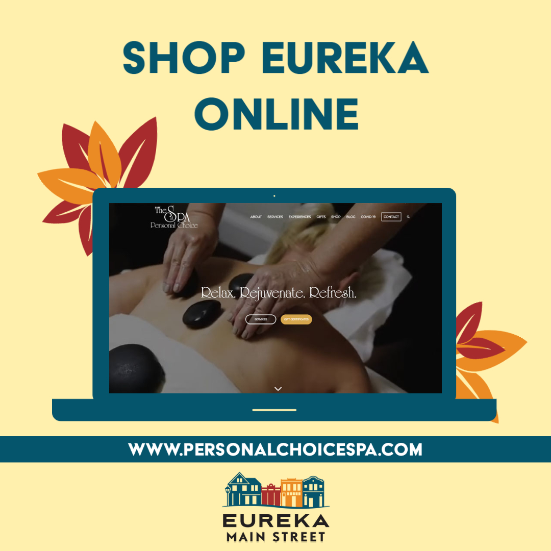 When shopping online, shop local! Plan for a day of indulgence at personalchoicespa.com
#shopeureka #choosehumboldt #shoplocalonline #supportlocalsafely #showlocallove #eurekamainstreet