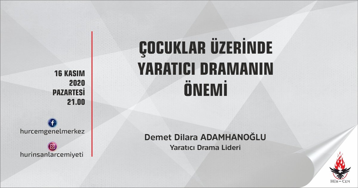 hur_cem's tweet photo. Yaratıcı Drama Lideri Demet Dilara Adamhanoğlu ile gerçekleştireceğimiz çevrim içi söyleşiyi, 16 Kasım Pazartesi akşamı 21:00'de Instagram ve Facebook sayfalarımızdan izleyebilir, sorularınızı özel mesaj yoluyla iletebilirsiniz. https://t.co/T6EujuQrrP