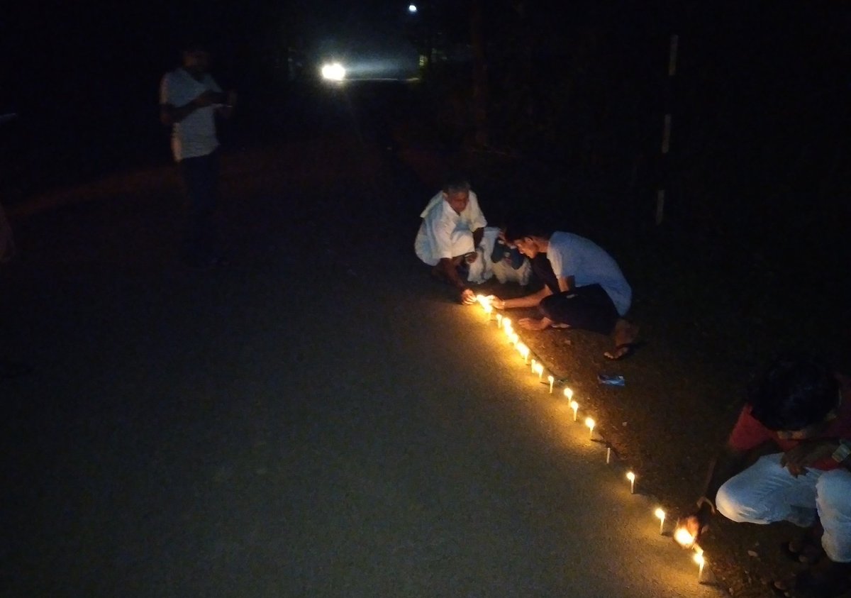 puchhappady82's tweet photo. We are rural peoples celebrated deepavali near river, lighting candles and prayed  during the Deepavali, for  construct  the  Bridge at #Mogra and full repair of #Kamila Road.  A large number number of people involved in this function. @PMOIndia @narendramodi  @CMofKarnataka https://t.co/OpxjU664CF