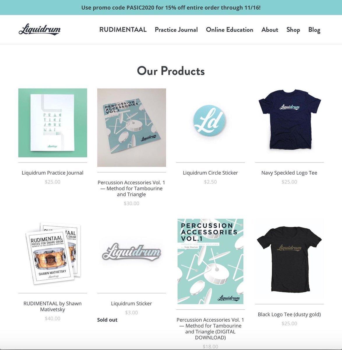 tablamontreal's tweet image. In celebration of #PASIC2020, @liqui_d_rum is offering a 15% off sale with promo code PASIC2020! A great opportunity to grab yourself a copy of #RUDIMENTAAL at a discounted price (not to mention Todd Meehan&apos;s fab accessories book and practice journal)!

liquidrum.com