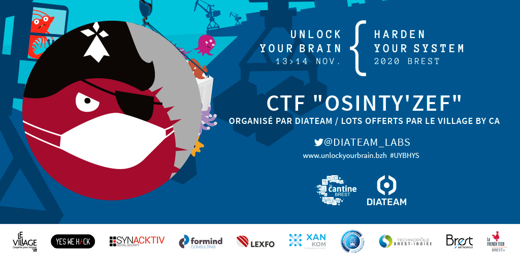 UYBHYS's tweet photo. Bravo aux gagnants du #CTF #OSINTYZEF !
1er : OSINT_FR
2e : OSINT 117
3e : CLUB CYBER  AEGE
Lots offerts par le @VillageCABrest à venir très bientôt dans vos BAL. :) https://t.co/wfyEluYnso