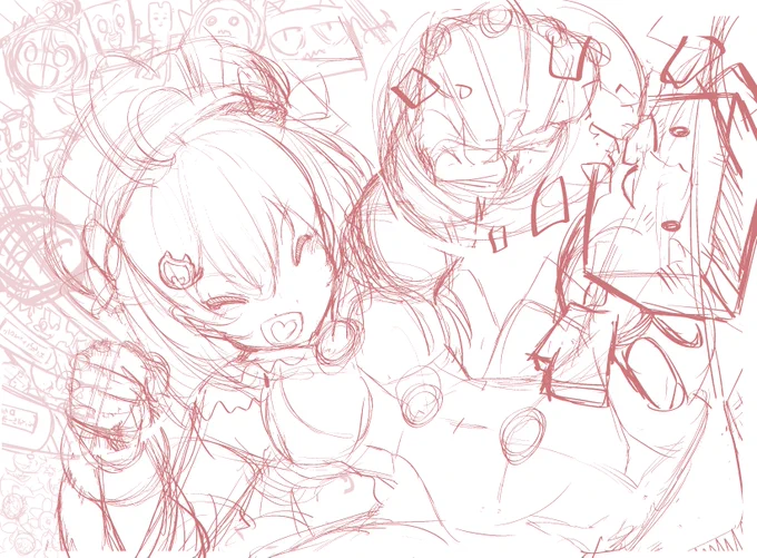 #このタグを見た人はラフ画とその完成絵を見せる
…お前全然下書き通りに描いてないじゃん……… 