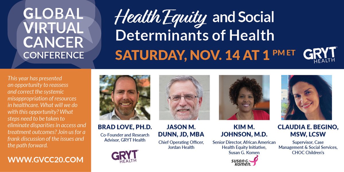 What will we do with the opportunity presented this year to reassess and correct health inequities? Join us at 1 pm ET for a frank discussion of the issues and the path forward. GVCC20.com #GVCC20 <a href="/AJHC_Rochester/">Jordan Health</a> <a href="/SusanGKomen/">Susan G. Komen</a>