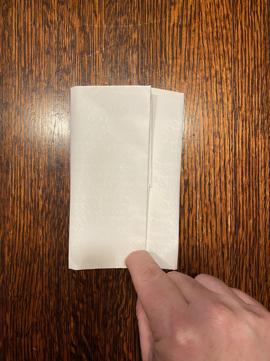 8/ after the page is trimmed to size, I folded it down. First I folded in half, then I folded the bottom and top roughly to the middle. Finally I folded the left and right sides into the middle.