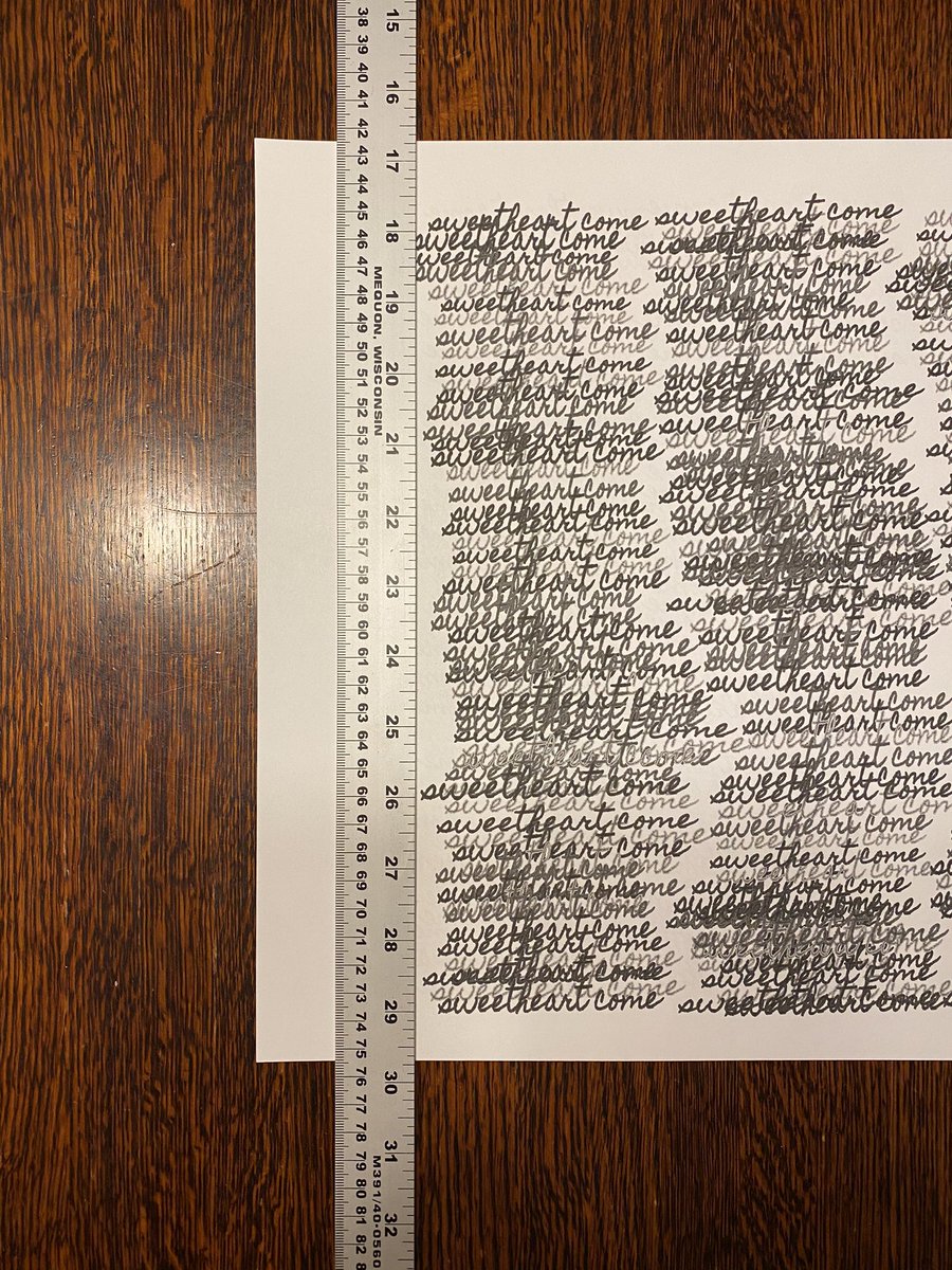 7/ after I printed the 13x19 sheet (double sided), I then used a steel ruler to trim the page. What I like about this step is that it creates uneven edges that are also not perfectly square. As a bonus, when staining the torn edge absorb more coffee, providing a darker border