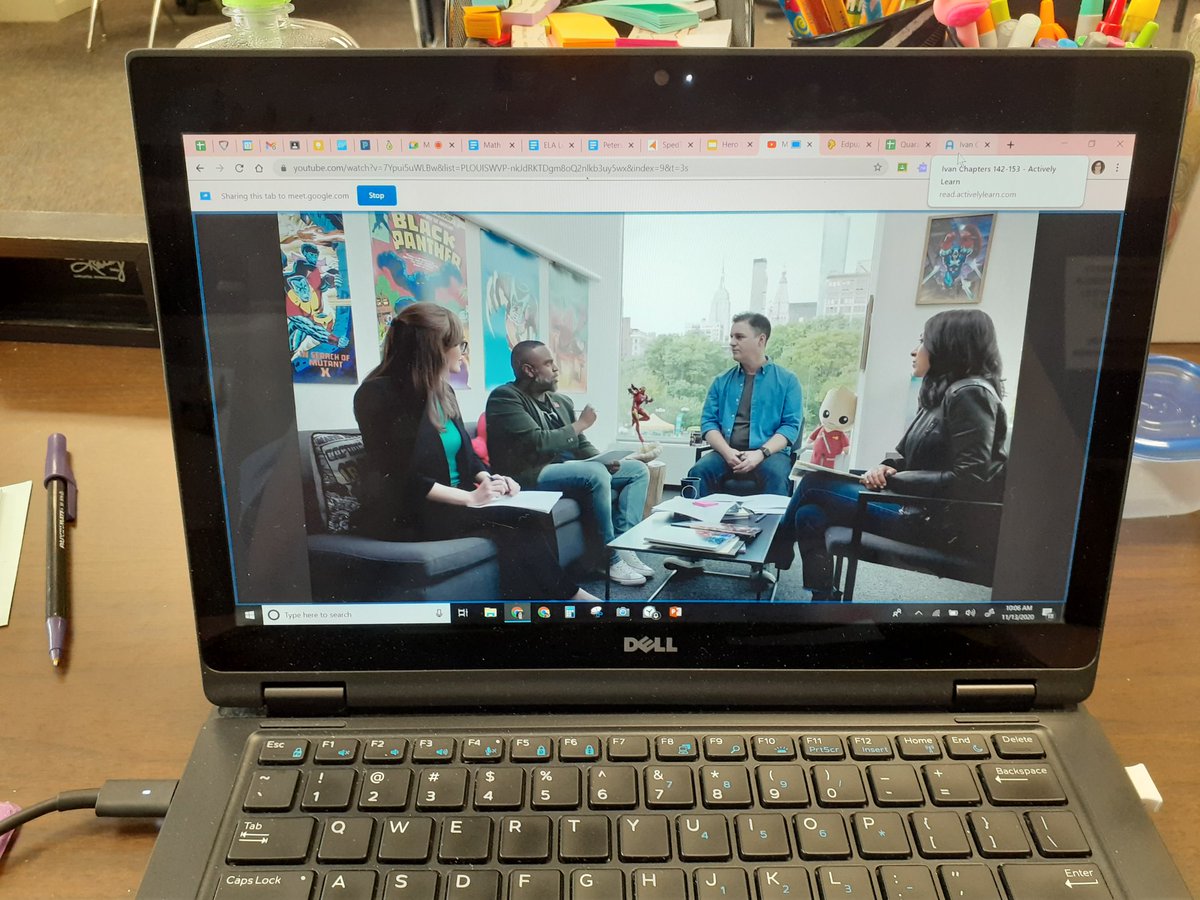 MrsPetersGV's tweet photo. Virtual Fridays are AWESOME! A #factfluencyfriday @gimkit and the cost of Thanksgiving dinner part 1 in Math;  #heroproject in ELA with a clip from Lorelei's episode and designing our heroes! @GV_Schools @GVSouthMiddle @Marvel @StephenWacker @MiniB622 @johnhirsch #HeartHugs https://t.co/nF04EHRZ5M