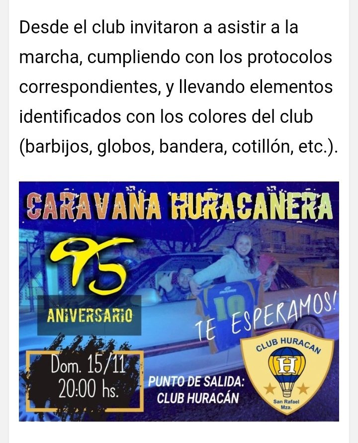 HuracanSR's tweet photo. Caravana por los 95 años de Huracán!
Info vía: @infobravosr. https://t.co/3O8FHJTKoV
