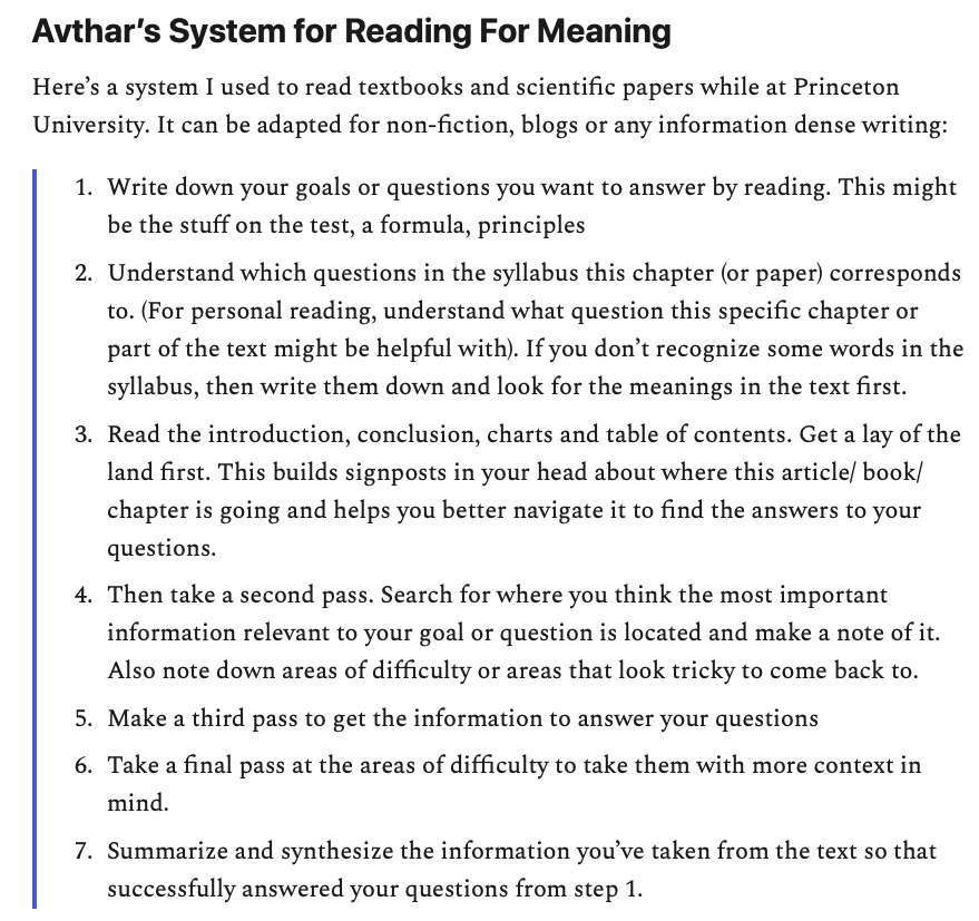 Here's my 7 step system for reading for meaning: