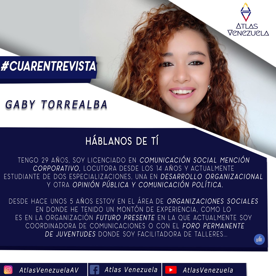 AtlasVenezuela_'s tweet photo. Te invitamos a escuchar esta grata #Cuarentrevista que le hicimos a Gaby Torrealba donde nos comenta su opinión, reflexión y anécdotas frente a esta #cuarentena ¡Comparte!

Suscríbete a nuestro canal de YouTube
https://t.co/V0gTQG3xNs

Síguenos en IG
https://t.co/N3Rdj2Qgta https://t.co/jG2CaQa8An
