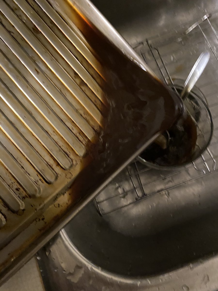 13/ then the paper prop goes onto the tray for drying and into the toaster oven. Then I pour the left over coffee stain into my container