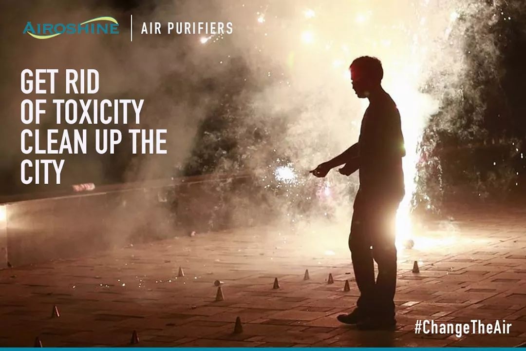 AIROSHINE's tweet photo. Crackers are fun till they are lit, but once they finish burning all they leave behind is a cloud of #toxicgases. With Airoshine Air Purifiers remove all the toxicity this Diwali. #ChangeTheAir https://t.co/Y8lkHsu5Zd