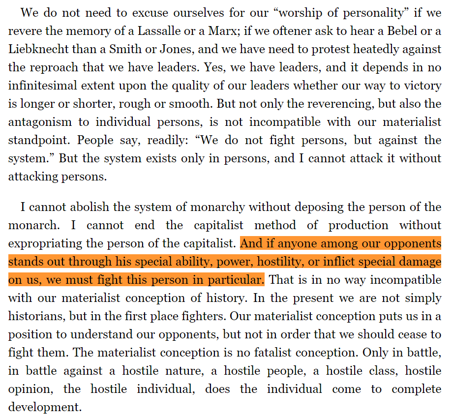 but everyone is afraid of him. bernie never laid a finger on him. your current favs in congress don't dare utter the slightest criticism of him. this only enables the persistence of the cult, and obama's ability to kill off any challenges from the left. listen to kautsky ffs!