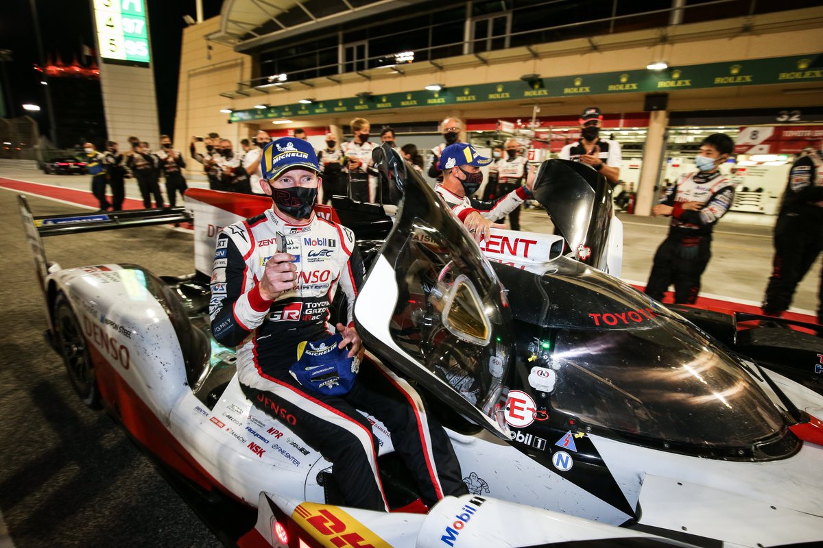 ToyotaRacingWEC's tweet photo. A well-deserved World Championship title for our #7 crew that wouldn't have been possible without the hard work of every member of our team. We'll all enjoy the champagne tonight! 🍾

#ToyotaGAZOORacing #PushingTheLimitsForBetter #8hBahrain #WEC #TS050Farewell https://t.co/VQSF9Ry0J7