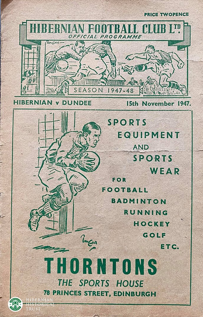 HibsTrust's tweet photo. ⚽️ Tomorrow @HibernianFC take on @DundeeFC as the #BetfredCup group stage comes to a close. 

🔙 We've been busy in our archives recently and came across the oldest programme in our collection. Look who our opponents were 73 years ago to the day! https://t.co/JB8pcKWVOP