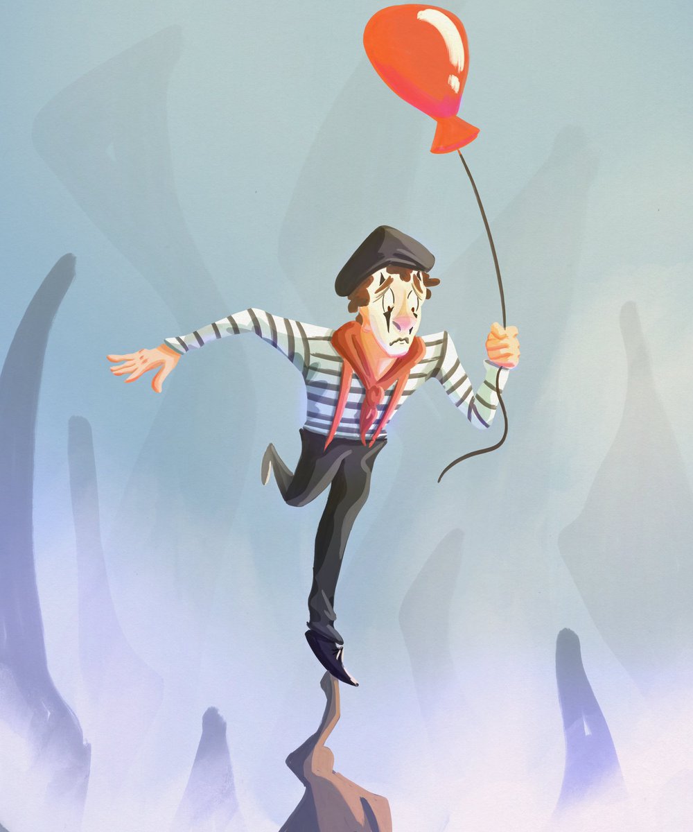 jakedaybreak's tweet photo. A precarious situation. #retromaxpack #procreate #digitalart #gouache #art #ArtistOnTwitter https://t.co/1INTTmlCHB