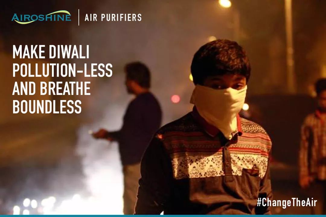 AIROSHINE's tweet photo. Why have the smoke from fire crackers forced down your throat? This Diwali guard the air in your homes with Airoshine Air Purifiers. #ChangeTheAir #BreatheSafe #PollutionFree #KeepTheAirClean https://t.co/EiMz6sVz5U