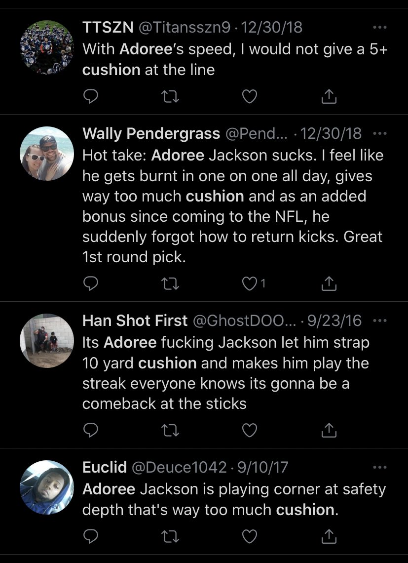 Side note: I have been chuckling at everyone raging at Bowen/Vrabel for having their CBs play so far off the line. This is a Pees staple! Not only did he favor it while he was here, but he’s always done it.Also...don’t get your hopes up this changes when Adoree gets back 