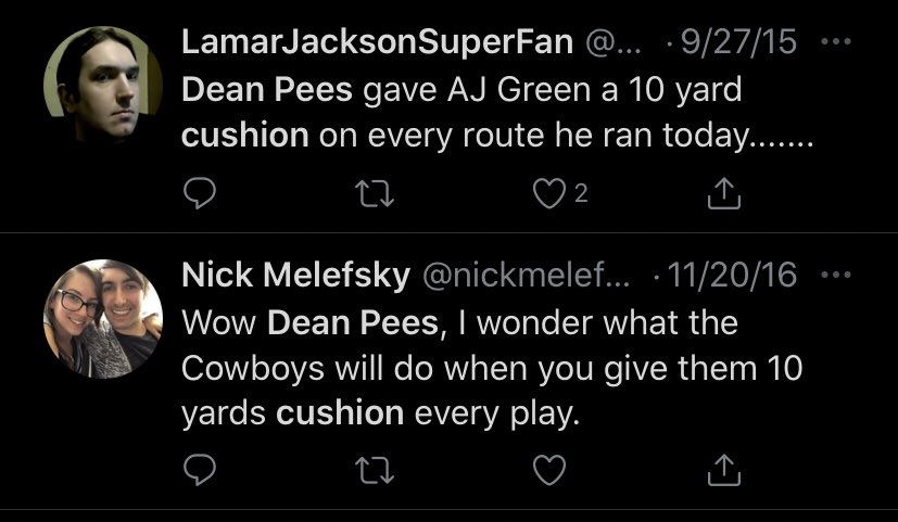 Side note: I have been chuckling at everyone raging at Bowen/Vrabel for having their CBs play so far off the line. This is a Pees staple! Not only did he favor it while he was here, but he’s always done it.Also...don’t get your hopes up this changes when Adoree gets back 