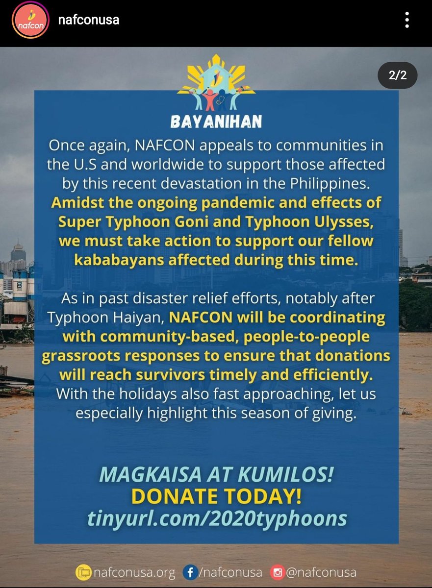 Donated $20 to  @NAFCON’s Bayanihan Response for those affected by  #RollyPH and  #UlyssesPH. Match me.