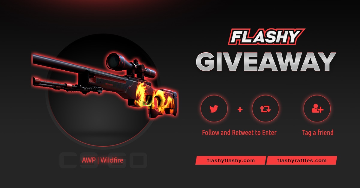 🔥 24H GIVEAWAY !!! 🏆 AWP Wildfire !

To win:
✔️ Visit for free codes: flashyflashy.com
✔️ Visit for more raffles: flashyraffles.com
✔️ Retweet
✔️ Follow us
✔️ Turn on twitter notifications

#flashyflashy #giveaway #csgoskins #CSGOGiveaway