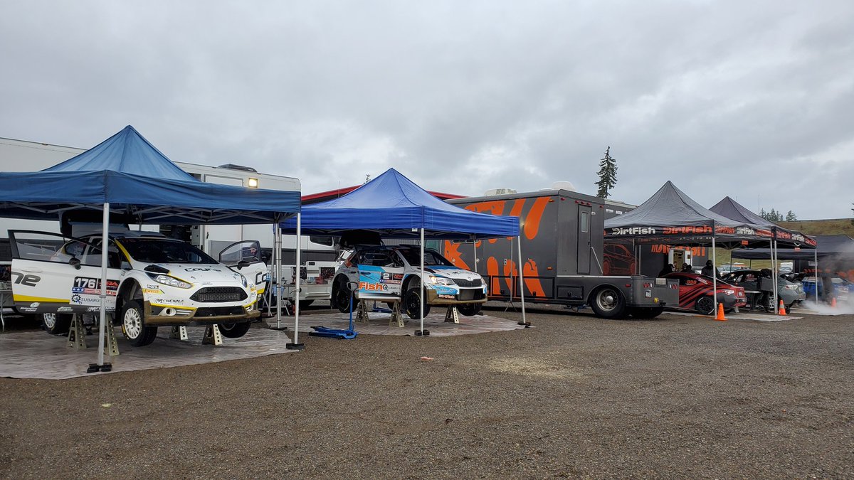 A chilly morning of 36F in the service park as teams headed out to start the 2020 DirtFish <a href="/olympusrally/">Olympus Rally</a>! #ararally #olympus2020